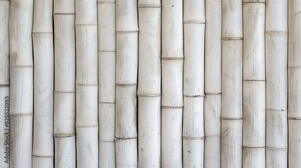 Fototapeta premium White bamboo banner, template background.