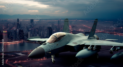 military fighter plane preparing to take off. Concept: conflicts and wars, army movement by air
