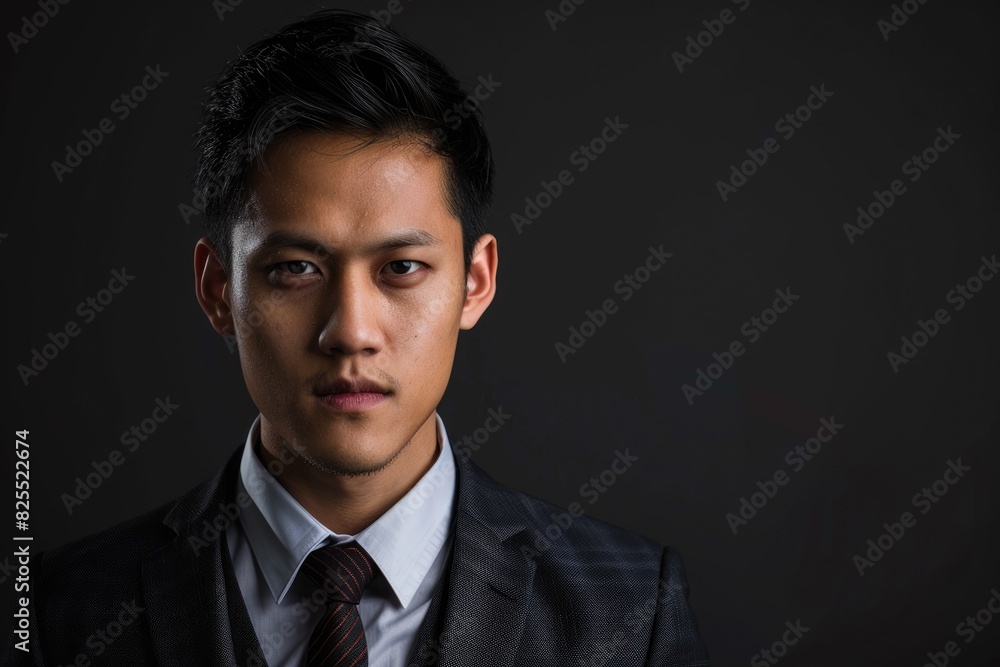 Black Background Studio Shot: Handsome Young Eurasian Businessman Portrait Black Background Studio Shot: Handsome Young Eurasian Businessman Portrait