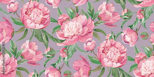 Spring seamless pattern with rose flowers and sakura blossoms for delicate home design