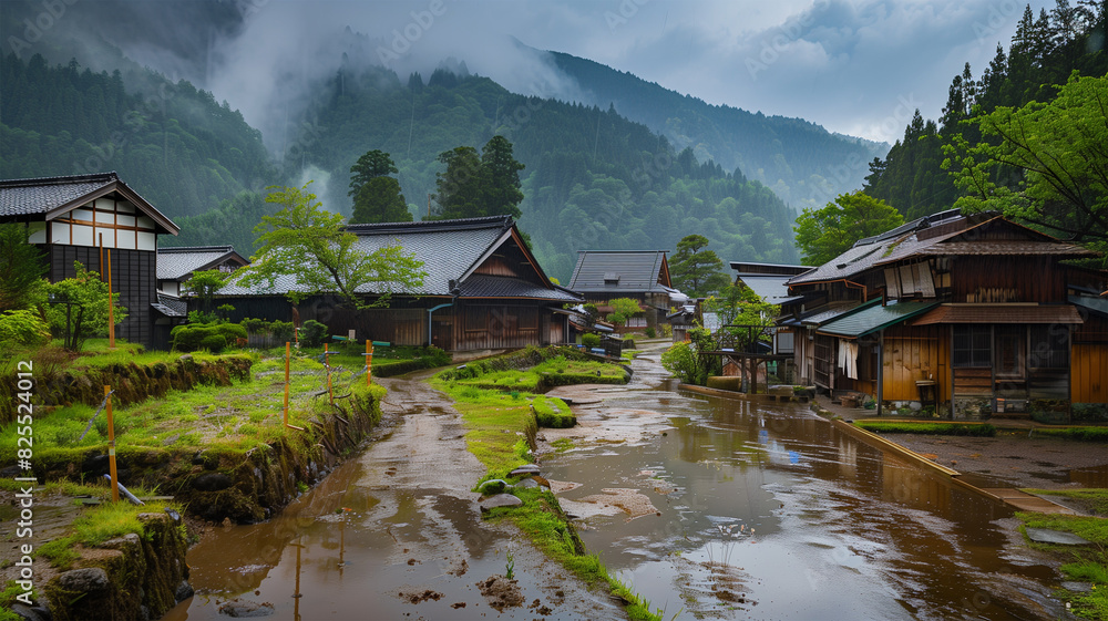 豪雨の被害にあった日本の家