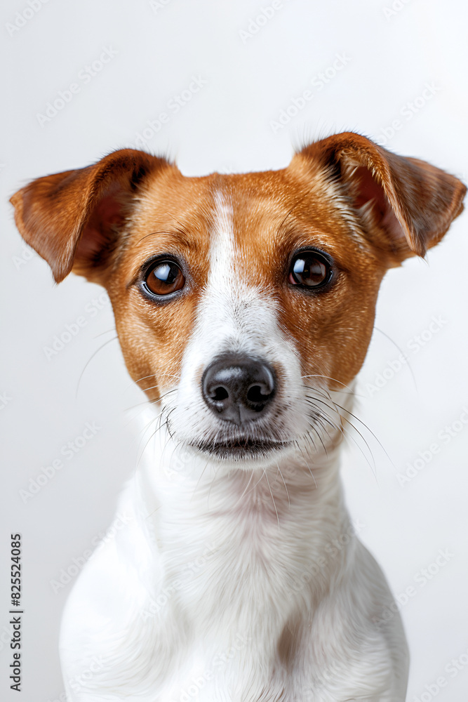 Studio portrait photo of a Jack Russell Terrier on a white background. Close-up, full face. Studio portrait photo of a Jack Russell Terrier on a white background. Close-up, full face.