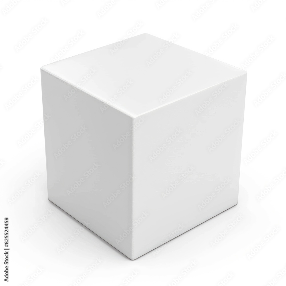 Square Box. White 3D Cube Isolated on White Background from Top Front Side Angle Square Box. White 3D Cube Isolated on White Background from Top Front Side Angle
