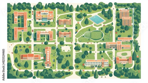 Picture campus map with buildings and pathways photo