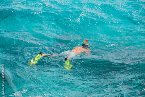 snorkeling in the Caribbean sea, pearl diver, tourist diver, diving without scuba gear photo