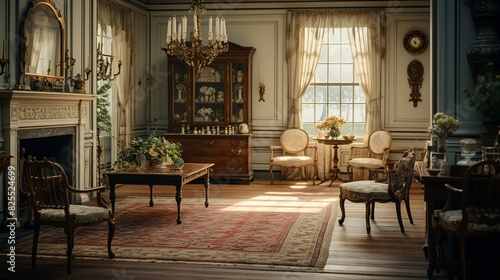 A photo of a traditional colonial-style home interior