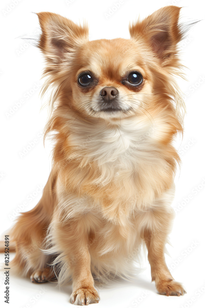 Studio portrait photo of a Chihuahua on a white background. In full growth. Studio portrait photo of a Chihuahua on a white background. In full growth.