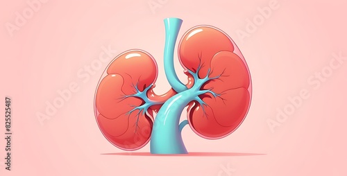 isolated on pastel colors background with copy space, human Kidney concept, illustration photo