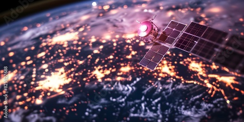 Advancements in Blockchain and IoT Fueled by Global Satellite Data Exchange. Concept Blockchain Technology, IoT Innovations, Global Satellite Data, Advancements, Data Exchange
