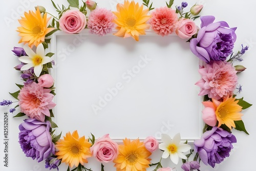 a frame made of various flowers