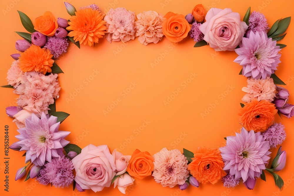 Fototapeta premium a frame made of various flowers