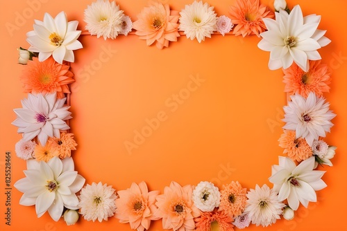 a frame made of various flowers