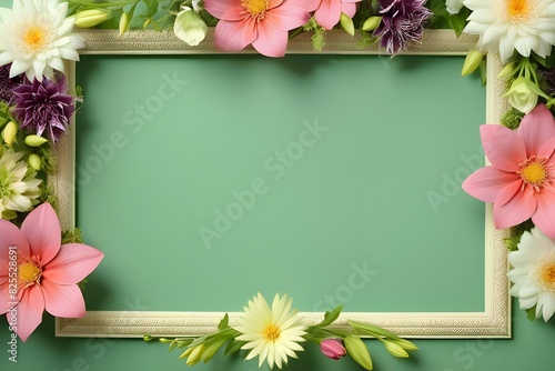 a frame made of various flowers