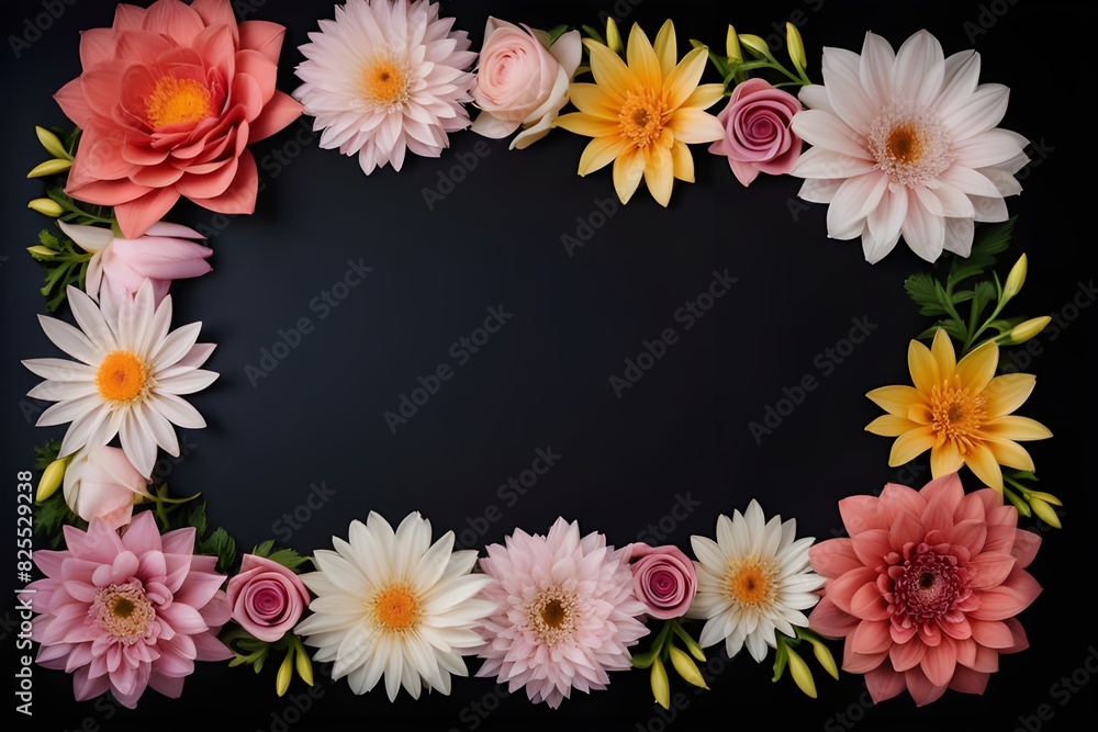 Fototapeta premium a frame made of various flowers