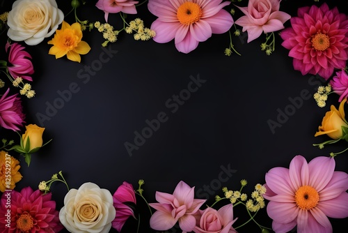 a frame made of various flowers