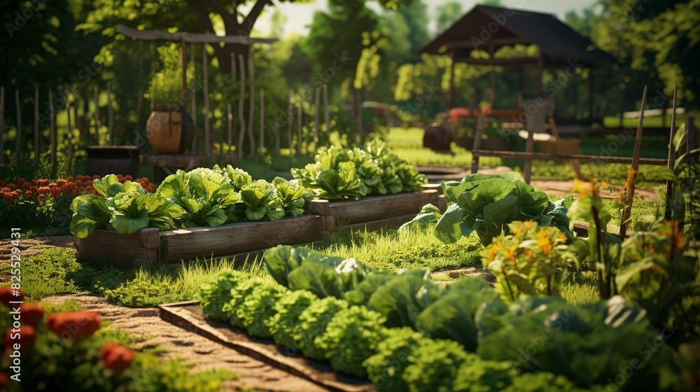 A photo of a well-tended vegetable garden