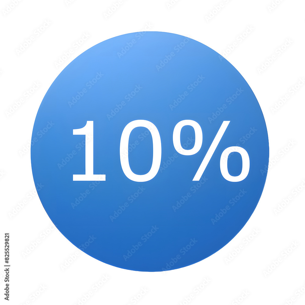 A round blue sticker with white text announcing a 10% discount. Perfect for sales and promotions
A round blue sticker with white text announcing a 10% discount. Perfect for sales and promotions