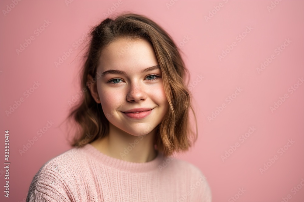 A girl with short hair and a pink shirt is smiling A girl with short hair and a pink shirt is smiling