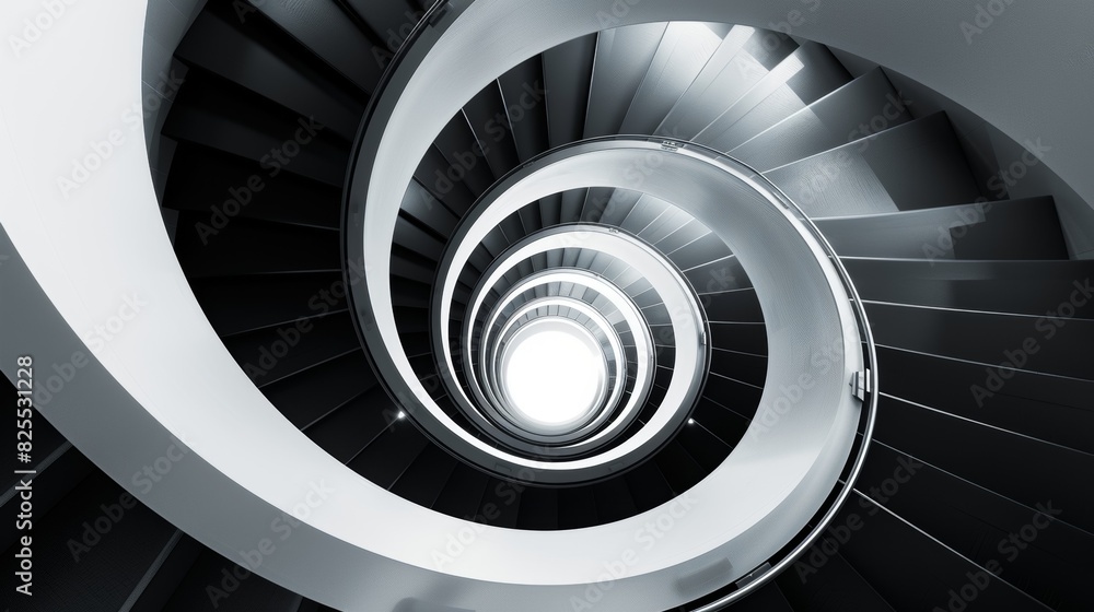 Fototapeta premium A spiral staircase is reminiscent of the intricate paths that electrons follow around an atoms nucleus.