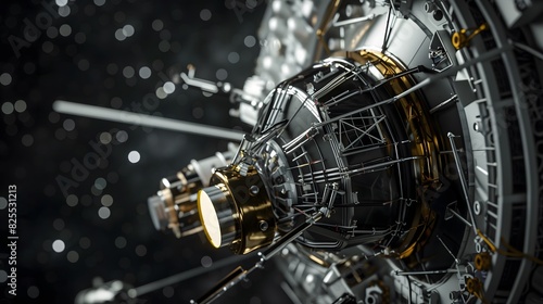 Space - Intricate close-up of a satellite's technical components, highlighting its complexity