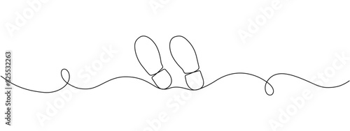 Shoe print icon drawn with one continuous line. Single line frame with shoe print. Vector editable line illustration photo