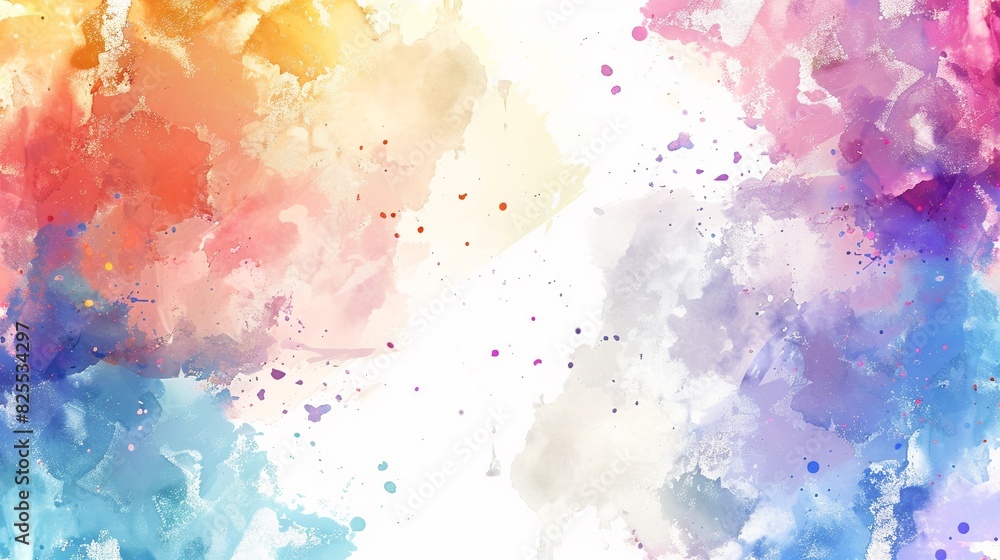 Fototapeta premium Multi colored abstract watercolor texture background for your design, watercolor stain and splashed blank frame border background concept,