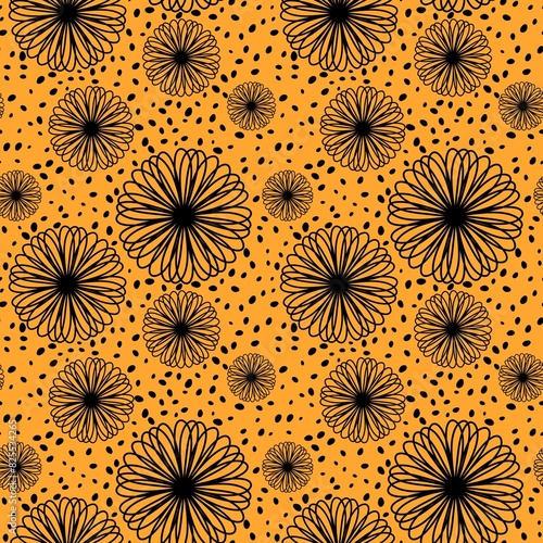 Simple floral seamless pattern with flowers for fabrics and cards and linens