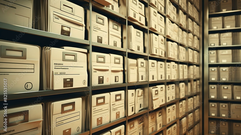 A photo of an orderly medical records archive. A photo of an orderly medical records archive.