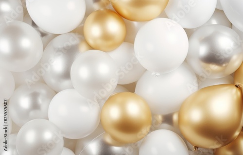 abstract background of white and golden balloons