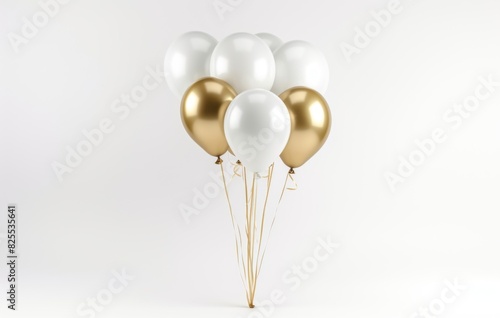 white and golden balloons on a white background minimalism