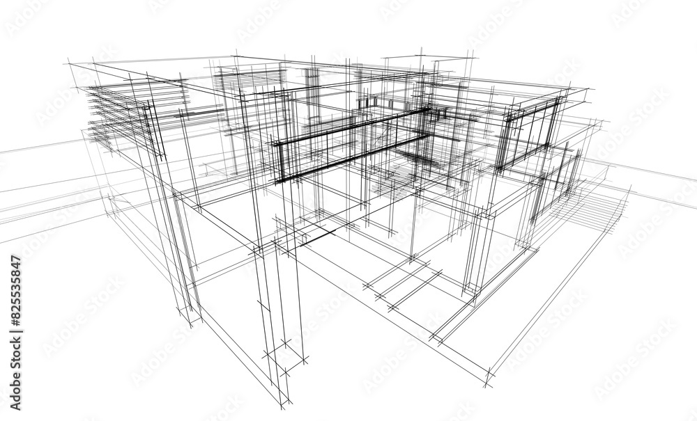 house building sketch architecture 3d illustration house building sketch architecture 3d illustration