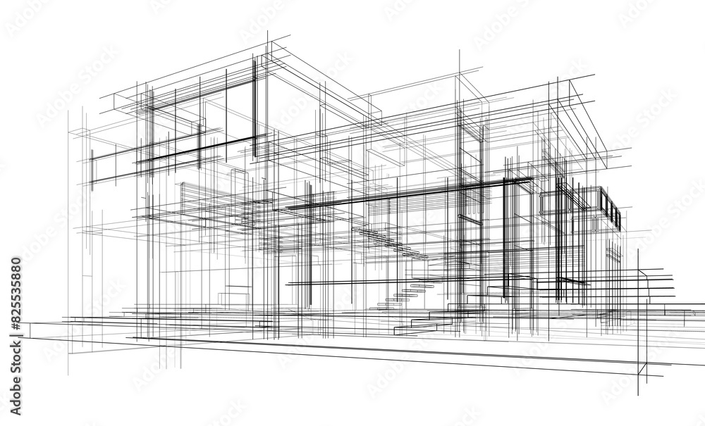 house building sketch architecture 3d illustration