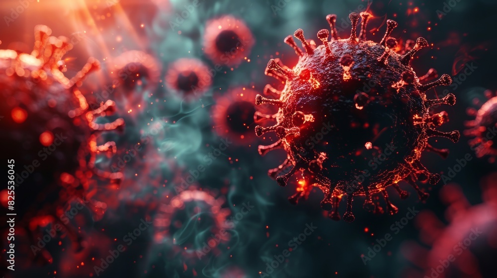 A close up of a coronavirus, AI A close up of a coronavirus, AI
