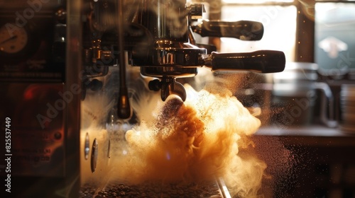 The sound of the grinding beans and the steaming espresso imitating the humming and whirring of a particle accelerator.