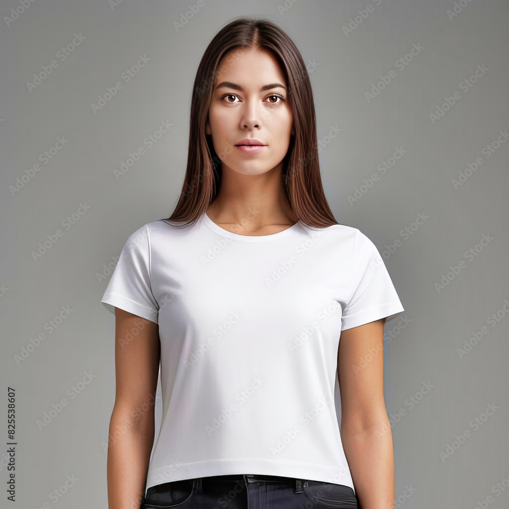 Fototapeta premium Hermoso modelo con ropa lisa para mockup, indumentaria, moda