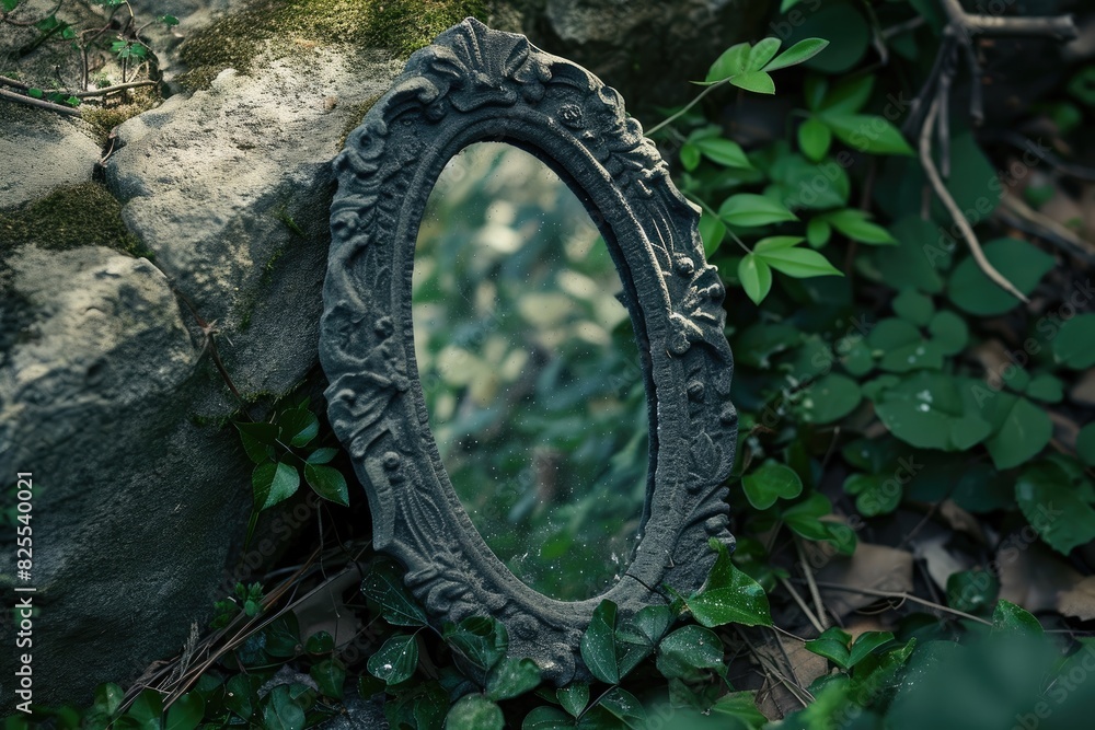 A magical mirror revealing a glimpse into an alternate reality A magical mirror revealing a glimpse into an alternate reality