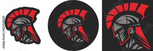Legionary football, baseball, soccer, sports team leader vector mascot or logo. Strong adult male in profile view. Three lockups (outline, circle and square) and Spot colors for easy editing.