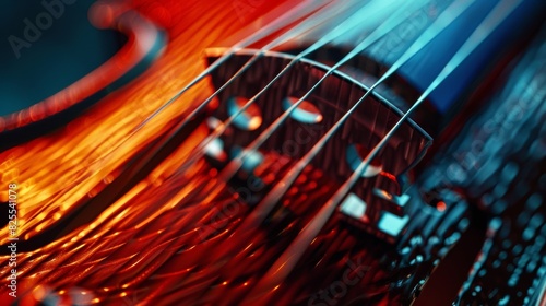 A symphony of strings symbolizes the strong nuclear force carried by the gluino. photo