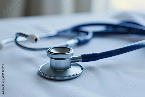 A doctor's hand holding a stethoscope close-up photo