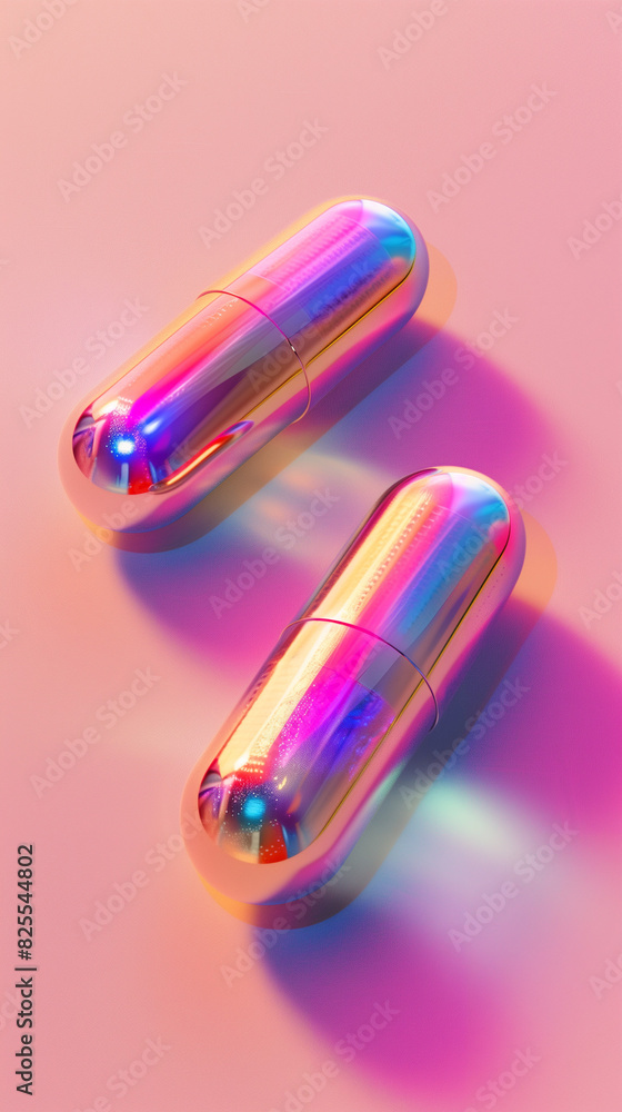 two magic pink shiny pills, created with generative AI technology two magic pink shiny pills, created with generative AI technology