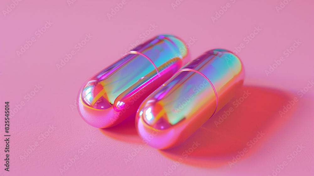 two magic pink shiny pills, created with generative AI technology two magic pink shiny pills, created with generative AI technology