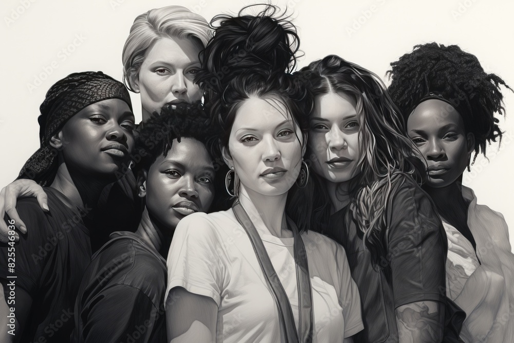 Diverse group of women, highlighting unity and inclusivity Diverse group of women, highlighting unity and inclusivity