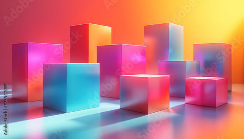 Colorful cubes are arranged in a stack on a table, displaying various shades and hues