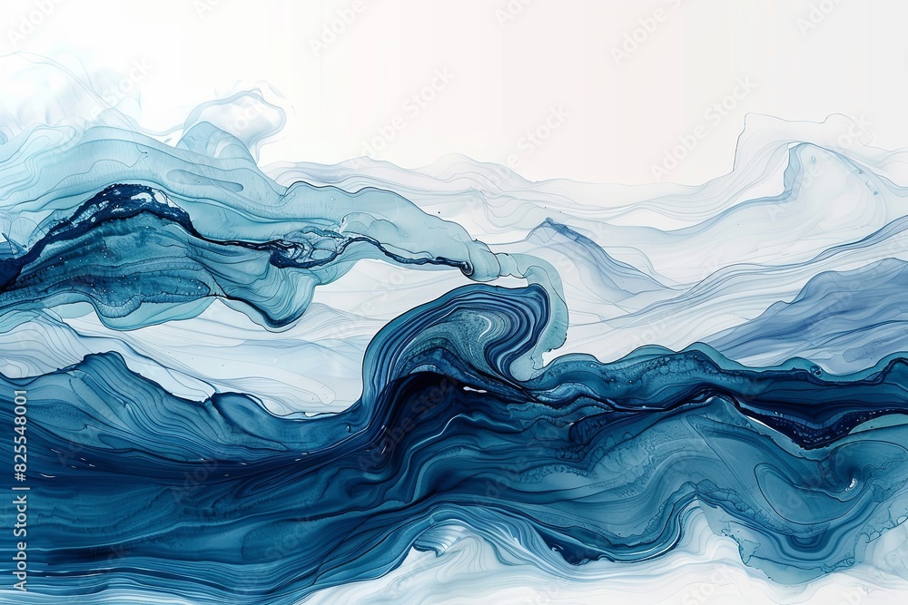 Contemporary Ocean Waves: Fluid Forms in Abstract Ink Art Contemporary Ocean Waves: Fluid Forms in Abstract Ink Art