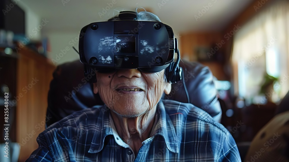senior man experiencing joy while using virtual reality equipment technology and aging lifestyle photography senior man experiencing joy while using virtual reality equipment technology and aging lifestyle photography