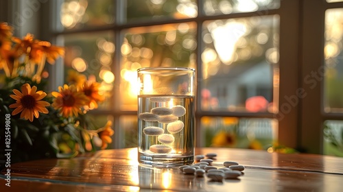 Allergy Medicine and Glass of Water Relief in Clear Sight photo