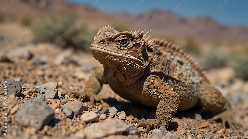 the horned desert lizard is relaxing the horned desert lizard is relaxing