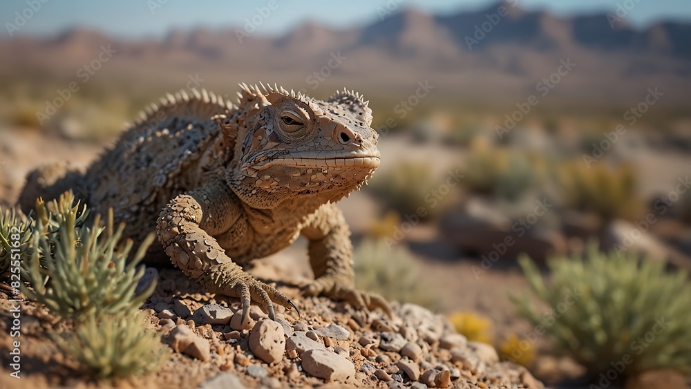 the horned desert lizard is relaxing the horned desert lizard is relaxing