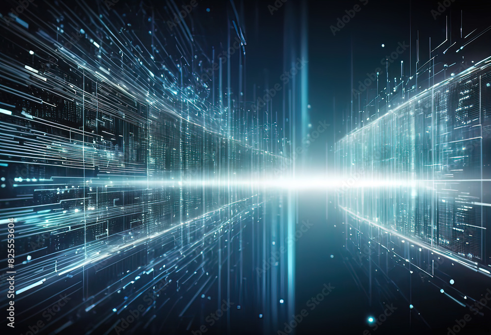 Digital background of technological operations, digital code flow, neural networks, artificial intelligence, transmission and encryption of data in digital archives,