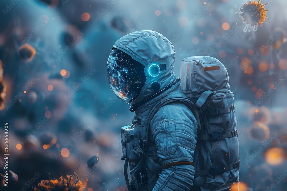 Astronaut in a futuristic space suit exploring a mysterious alien ...